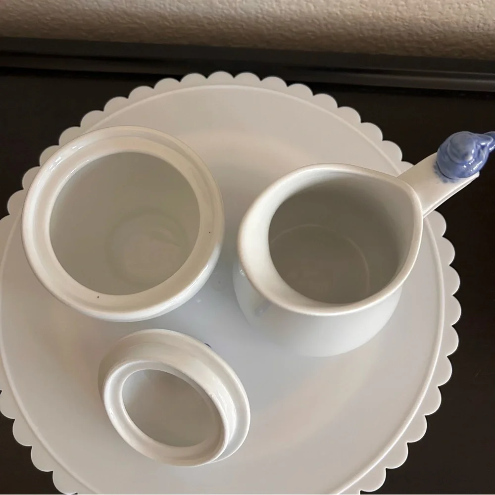 Vintage B.I.A. Cordon Bleu Cream & Sugar Set  Blue Bird Accents White porcelain